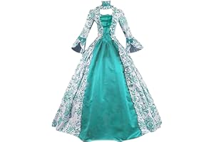 Amxleh Women's Medieval Dress Rococo Baroque Trumpet Sleeves Bow Knee-Length Costume Princess Dresses Vintage Gothic Renaissance Victorian Clothing Medieval Elegant Retro Cosplay Costume