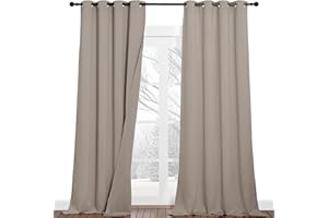 ‎PONY DANCE PONY DANCE Soundproof Curtains for Bedroom Dreilagige Vorhang mit Ösen 2er Set H 240 x B 132cm Sandfarben, Verdunkelungsvorhang Thermo Gardinen Isolierend Kälte und Wärme