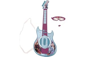 Lexibook Disney Frozen Elsa Anna Guitarra electrónica Luminosa con micrófono, Gafas con micrófono, melodías Incluidas, Enchufe para MP3, Azul/púrpura, K260FZLXB