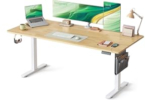 SONGMICS Escritorio Eléctrico, Regulable en Altura, 180 x 80 cm, Regulación Continua, 4 Alturas de Memoria, Roble Dorado LSD138YA01