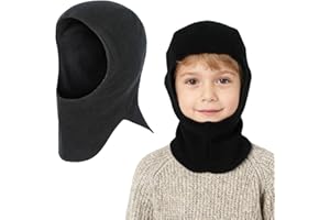 QKURT 1PCS Toddler Winter Warm Balaclava, Children Thermal Windproof Hat Warm Knit Cap Scarf Kids Solid Color Knitted Beanie Hat Snood Neck Warmer Winter Knitted Balaclava Beanie Aged 1-4