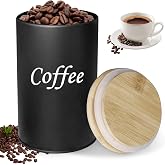 500ml Airtight Coffee Canister, Coffee Bean Container with Wooden Lid, Round Coffee Storage Canister, Coffee Can for Ground C
