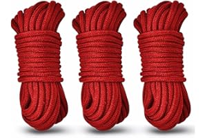 LUXOCARE Soft Cotton Braid Rope Cord- Durable Tying Rope,Twisted Cotton Knot,10m Long, 8mm All Purpose Cord for DIY Craft Projects,Hanging, Bundling,Gardening, Home Decor (3PCS,Red)
