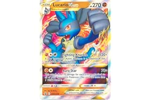 FRIKI MONKEY Carte Pokemon giganti promozionali, carta GX, VMAX, EX, Vstar o V, carta Jumbo taglia XXL, box promozionale, prodotto ufficiale, lingua Inglese (Lucario Vstar SWSH214)