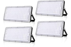 Viugreum 4 * 100W Foco Led Exterior, 10000LM Blancos Cálido 3200K Foco Proyector LED 100W, IP66 Impermeable Luz de Seguridad, Led Floodlight para Jardín, Taller, Garaje[Ultrafino]