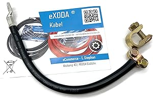 Exoda câble de batterie 35 mm² 25cm câble de masse M8 borne négative flexible 99 pour cent cuivre résistant à la chaleur jusquà 70 degrés pour un câblage sécurisé véhicules machines et appareils