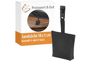 ‎PREISWERT & GUT Preiswert&Gut Sandsäcke für Pavillon 4er oder 8er Set 18 x 5 cm - Sandsäcke zum beschweren Sandsäckchen inkl. Befestigungszubehör UV-beständige Beschwerer für Vorhänge Outdoor, Luftballon Beschwerer