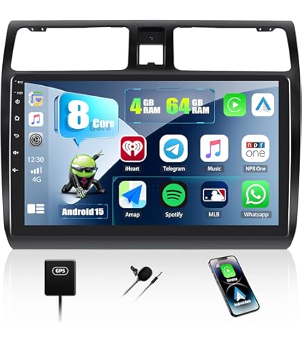 Roinvou 4 64G Autoradio Android für Suzuki Swift 2003-2010 mit Wireless Carplay und Android Auto, 2 Din Radio mit 10.1Zoll Bildschirm Mirror Link WiFi GPS Bluetooth 32EQ FM/RDS SWC Rückfahrkamera