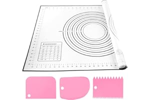 INQUIRLLY Spianatoia per Impastare, 70 x 50 cm Tappetino Silicone Per Impastare Antiscivolo, Tappetino Silicone Cucina Antiaderente Spianatoia per Impastare con Tagliapasta per Fare Impasti Pizza Pasta Macaron