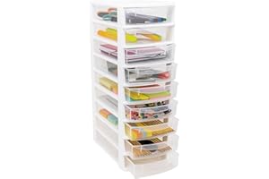 SIDSONS A4 Drawers Storage Unit, Plastic Storage Drawers (A4 8 Drawers White)
