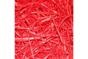 IRTAZAZ DEALS (200 Grams) Hamper Stuffing Filler Shredded Tissue Paper Ideal for Gift Boxes Easter Baskets Packaging Filler Decorative Shreds Raffia Paper Party Supplies Accessories Egg Basket. (Bright red)