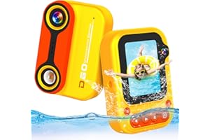 AGSTMG Kids Camera Underwater Camera for Kids 12MP 1080P HD Videocamera 3M/10FT Waterproof Camera with 2” LCD Lanyard 32GB SD Card Toy Gift Portable Selfie Camera for Boys Girls