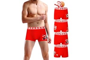 Trendy Boy Set da 4 Boxer in Cotone da Uomo – Boxer di Natale, vestibilità Regolare, Intimo Quotidiano Morbido e Traspirante