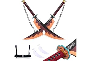Hashiman - Katana Tengen Uzui - Réplique Manga Sabre + Support Epée Bois + Ceinture - Catana Japonais Cosplay Décoration Jouet Enfant Adulte - Jeu Déguisement Deco Ninja