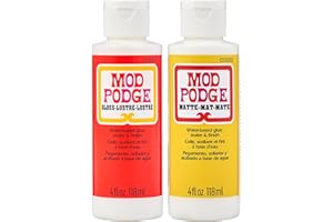 DEAL DOER Mod Podge Water-based Glue, Sealer & Finish | Matte & Gloss 4 fl oz 118ml Twin Pack | Quick-Drying, Non-Toxic, Craft Adhesive for Decoupage & DIY Projects
