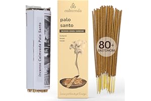 CALMVEDA bastoncini incenso palo santo - (80 incenso naturale) pulito niente carbone incenso, Realizzato Con Fiori Riciclati | Incensi Utilizzato profumo dolce e legnoso con sentore di agrumi