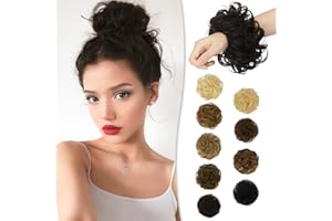 RUWISS Messy Bun Hair Piece 100% Human Hair Messy Rose Bun Hair for Women Real Hair Scrunchies Updo Hair Pieces Hair Chignons Extension(Darkest Brown）