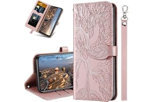 MRSTER Funda para Huawei P30 Lite, Funda Libro Huawei P30 Lite, Funda con Tapa Huawei P30 Lite Magnético Carcasa para Huawei P30 Lite. RX2 Tree Rose Gold