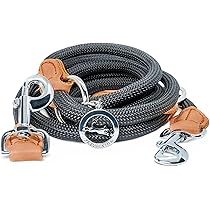 elevenants Adjustable dog lead 3 m | robust nylon leash for medium to large dogs | leash with 200 kg pull | double leash with 2 carabiners (Blue