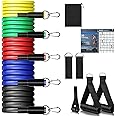 FirstFit Resistance Bands Set, Workout Bands, Exercise Bands, 5 Tube Fitness Bands with Door Anchor, Handles, Portable Bag, Legs Ankle Straps for Physical Therapy, Home Workouts Toning Tube