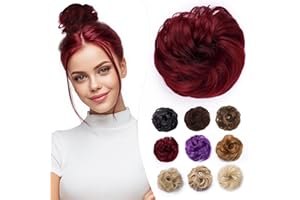 Elailite Moño Postizo de Pelo # Rojo, Moños Postizos Coleteros Coleta Postiza Coletas Extensión de Coletero para Mujer Cabello Accesorios 35g