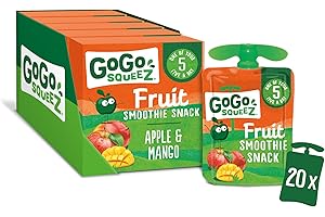 GoGo squeeZ Fruit Smoothie Snack, Apple Mango, 20 x 90g pouches