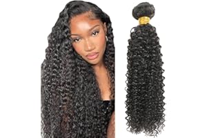 Heiowuio 24 Inch Brazilian Remy Hair Bundles Human Hair Extension 1b Natural Black Color Kinky Curly Unprocessed Cabello humano Tissage Brazilianne Real Human Hair 100g/Bundles