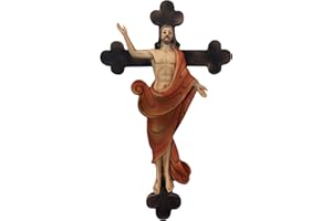 Osiris Trading UK Risen Jesus Christ Crucifix Hanging Cross Resin Corpus Christi Religious Wall Ornament