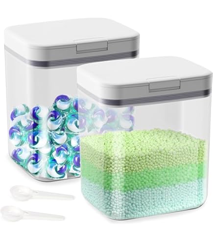 LCSHENGMIN Wasmiddelopslag, 5,5 l opbergdoos met deksel, waspoederhouder met luchtdicht deksel, pop-up wasmiddelopslag, waspods houder, voor badkamer, toilet