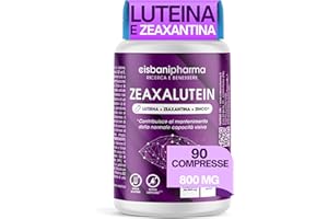 CISBANI PHARMA Luteina e Zeaxantina ad Alto Dosaggio, Integratore Occhi Vista Antiossidante da 800mg (Scorta per 3 mesi) con Mirtillo Nero e Rosso, Zinco, Vitamine A, B2, E - Zeaxalutein 90 Compresse