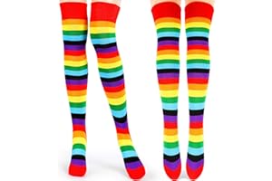 TATUO 2 Pair Women's Long Striped Socks Over Knee Thigh High Stockings for St. Patrick's Day Independence Day