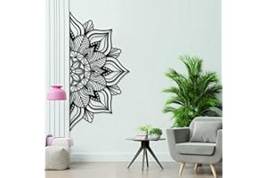 Resama Großes Metall Mandala Wanddekor, Einzigartige Lotusblume Wandkunst, Geeignet für Büro und Haus Innen- und Außendekoration (Schwarz)