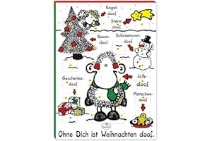 Sheepworld Adventskalender mit Motiv „Ohne Dich ist Weihnachten doof“ | 26 cm x 35 cm, Schokoadventskalender, 75 g | gefüllt mit Schokolade, Kalender für Kinder, lustiges Design | 51126