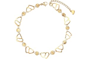 YeGieonr Bracelet Cheville Femme Or, Plaqué 18K Or Acier Inoxydable Réglables Bracelets de Cheville pour femme Accessoires d'été