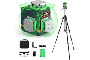 CIGMAN Green Laser Level Self Leveling with 1.2M Tripod, Switchable 3x360° Laser Level, 3D Laser Line 30M (Up to 50M with Detector), Li-ion Battery Built in, Rotary Stand, Remote Controller