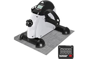 EVOLAND Under Desk Bike Pedal Exerciser Leg Pedal Machine with Handle LCD Display, Sit Down Exercise Equipment for Home and Office Fitness Training