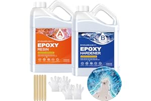 UMIKEL Resina epossidica trasparente e indurente, 128oz/ 3785ml resina epossidica trasparente, 1: 1 rapporto trasparente resina epossidica cristallina per stampaggio e rivestimento, produzione di gioielli,