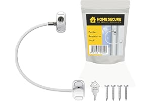 HOMESECURE Home Secure™ Window Restrictor Child Lock for UPVC – Premium Key Locking Cable Window Security Device. Child Safety & Pet Prevention Lock. Screw Fixed for Added Security - White