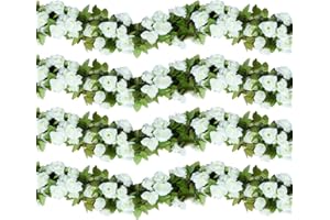 Pauwer 4 PCS /29.5FT Artificial Flowers Garlands Fake Silk Rose Vines Hanging Flower Garland for Wedding Party Arch Backdrops Home Decor