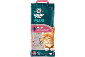 BREEDERCELECT Breeder Celect Plus Kitten Cat Litter (10L) - 99 Percent Recycled Paper, Absorbent Cat Litter, Natural Probiotics & Attractant, Optimal Odor Control, Non-Clumping, Biodegradable - Made in UK