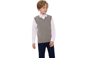 SMILING PINKER Boys Girls Vest V-Neck School Uniform Sleeveless Knitted Top Cotton Jumper