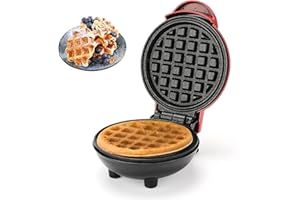 Gofrera Mini Eléctrica, Fouvin 350W Sandwichera y Gofrera, Mini Waflera con Revestimiento Antiadherente, Máquina de Fabricante de Waffle para Panin