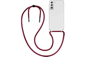 MyGadget Funda para Samsung Galaxy S21 FE - Carcasa con Cuerda con Cordón - Case con Correa Colgante y Adjustable - Bordeaux