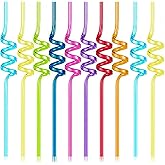 Addein 10 Pieces Curly Straws, Silly Straws, Plastic Straws Reusable, Novelty Curly Party Straws for Kids Birthday, Party Str