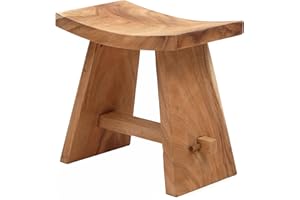 DESIGN DELIGHTS Designerski taboret do siedzenia Finca | taboret z drewna tekowego w kolorze naturalnym brązowym firmy Xtradefactory