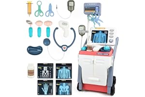 KalaDuck Kit Dottore Giocattolo per Bambini 3-5, Playset Carrello Medico con Suoni Simulati, Giochi di Ruolo del Medico per Bambini, Giocattoli Carrello Dottore Regalo per Ragazzi Ragazze (Rosa)
