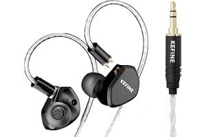 KEFINE Klean HiFi trådbundna in-ear-skärmar, 10 mm DLC-membran dynamisk | 0,78 mm 2-stifts avtagbar silverpläterad kabel, utbytbara munstycken, spelöronsnäckor, ingen mikrofon 3,5 mm)