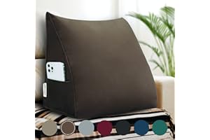 VERCART Rückenkissen Keilkissen Kopfende Großes Bettkissen Bequemes Lesekissen und Rückenteil im Bett 2 in 1 Rückenlehne und Kopfkissen Langes XXL Kissen Sofa Couch Samt 45cm Braun