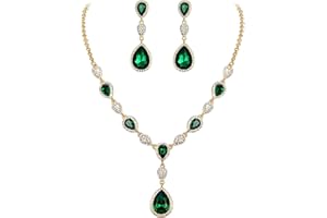 Clearine Juegos de Joyas de Mujer Cristales Forma Agua Gota Lágrimas Collar y Pendientes para Novia Boda Fiesta Elegante
