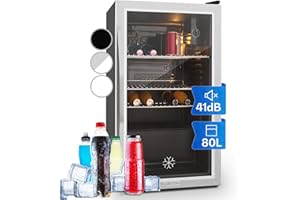 KLARSTEIN Mini Frigo de Chambre et Bureau pour Boisson, Petit Frigo Silencieux, Refrigerateur Mini Bar 80L, Petit Réfrigérateur Camping, Étagères Réglables pour le Vin, Cannette, Beer Fridge